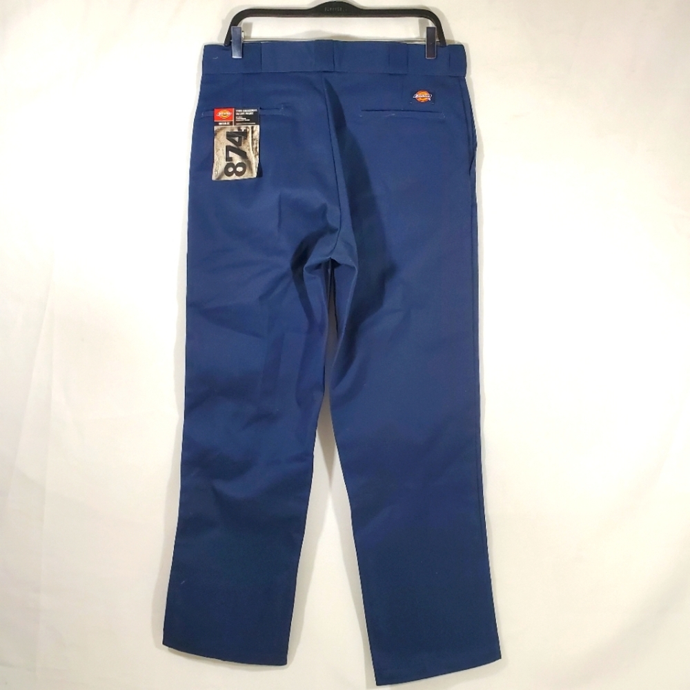 Dickies Mens 874 Blue Uniform Work Pants Khakis 34x32 Classic, Flat Fron…